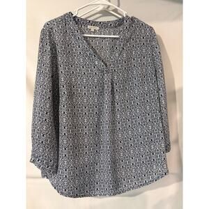 Anne Carson Long Sleeve Blouse V-Neck Large